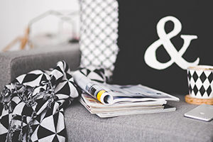 magazines, pillows